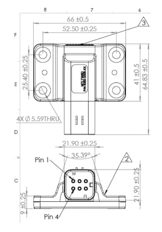 Mechanical Drawing - ACEINNA MTLT305D Dynamic Tilt Senor Module Mechanical Drawing - ACEINNA MTLT305D Dynamic Tilt Senor Module